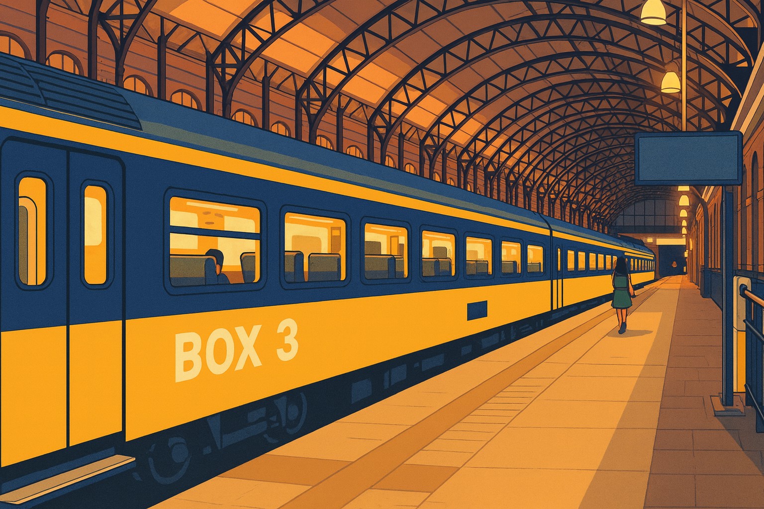Cartoon van een trein