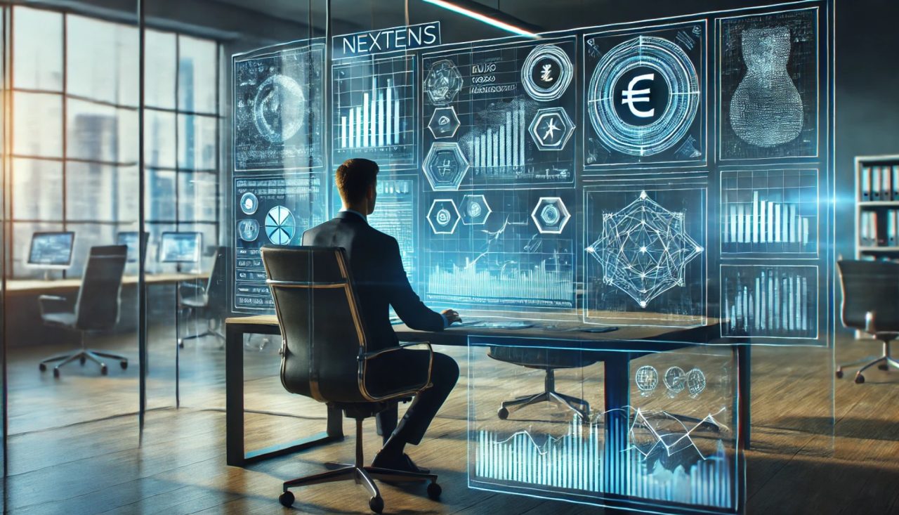 Accountant bezig met moderne technologie
