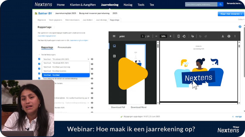 Webinar-screenshot: Hoe maak je een jaarrekening op?